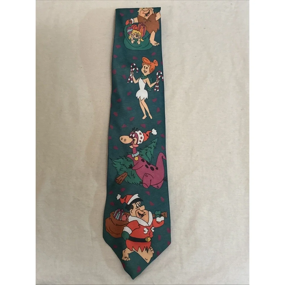 Ralph Marlin The Flintstones Mens Tie Lot Of 2 Fred Barney Dino Pebbles Wilma